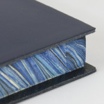 Papuro Torcello Leather Journal - Navy with Blue Marbled Edges - Extra Large - Picture 2