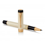 Parker Duofold Classic Rollerball Pen - Ivory & Black Gold Trim - Picture 2