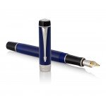 Parker Duofold Classic Fountain Pen - International Blue & Black Chrome Trim - Picture 2