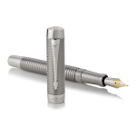 Parker Duofold Prestige Fountain Pen - Centennial Ruthenium Chiselled Chrome Trim - Picture 2