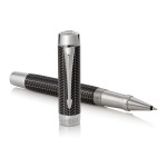 Parker Duofold Prestige Rollerball Pen - Black Chevron Chrome Trim - Picture 2