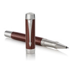 Parker Duofold Prestige Rollerball Pen - Burgundy Chevron Chrome Trim - Picture 2