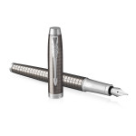 Parker IM Premium Fountain Pen - Dark Espresso Chiseled Chrome Trim - Picture 2