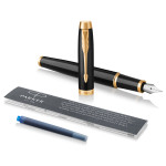 Parker IM Fountain Pen - Gloss Black Gold Trim - Picture 2