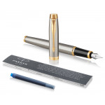 Parker IM Fountain Pen - Brushed Metal Gold Trim - Picture 2