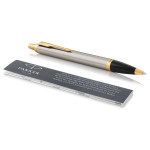 Parker IM Ballpoint Pen - Brushed Metal Gold Trim - Picture 1