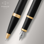Parker IM Fountain & Ballpoint Pen Gift Set - Gloss Black Gold Trim - Picture 1