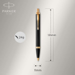 Parker IM Fountain & Ballpoint Pen Gift Set - Gloss Black Gold Trim - Picture 3