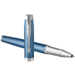 Parker IM Premium Rollerball Pen - Blue Grey Chrome Trim - Picture 2