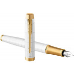 Parker IM Premium Fountain Pen - Pearl White Gold Trim - Picture 2