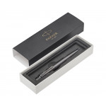 Parker Jotter Premium Ballpoint Pen - Oxford Grey Pinstripe Chrome Trim - Picture 2