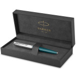 Parker 51 Ballpoint Pen - Teal Blue Resin Chrome Trim - Picture 2