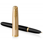 Parker 51 Fountain Pen - Black Resin Gold Trim with Solid 18K Gold Nib - Picture 2