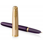 Parker 51 Fountain Pen - Plum Resin Gold Trim with Solid 18K Gold Nib - Picture 2