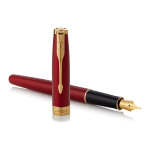 Parker Sonnet Fountain Pen - Red Satin Gold Trim - Picture 2