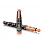 Parker Sonnet Fountain Pen - Brown Lacquer Pink Gold Trim with Solid 18K Gold Nib - Picture 2