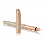 Parker Sonnet Fountain Pen - Chiselled Silver Pink Gold Trim with Solid 18K Gold Nib - Picture 2