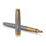 Parker Sonnet Rollerball Pen - Chiselled Silver Gold Trim - Picture 2