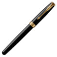 Parker Sonnet Fountain Pen - Black Lacquer Gold Trim with Solid 18K Gold Nib - Picture 1