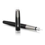 Parker Sonnet Fountain Pen - Black Lacquer Chrome Trim with Solid 18k Gold Nib - Picture 2