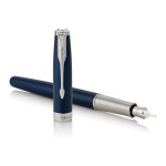 Parker Sonnet Fountain Pen - Blue Lacquer Chrome Trim with Solid 18K Gold Nib - Picture 2