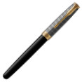 Parker Sonnet Fountain Pen - Chiselled Silver Black Lacquer Gold Trim with Solid 18K Gold Nib - Picture 1