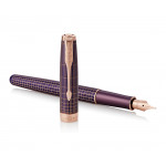 Parker Sonnet Fountain Pen - Chiselled Purple Matrix Pink Gold Trim with Solid 18K Gold Nib - Picture 2
