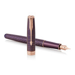 Parker Sonnet Fountain Pen - Chiselled Purple Matrix Pink Gold Trim with Solid 18K Gold Nib - Picture 2