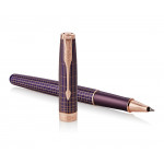 Parker Sonnet Rollerball Pen - Chiselled Purple Matrix Pink Gold Trim - Picture 2