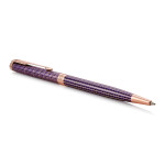 Parker Sonnet Slim Ballpoint Pen - Chiselled Purple Matrix Pink Gold Trim - Picture 1