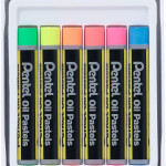 Pentel Arts Oil Pastels - Assorted Fluorescent Colours (Pack of 6) - Picture 1