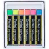 Pentel Arts Oil Pastels - Assorted Fluorescent Colours (Pack of 6) - Picture 1