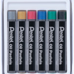 Pentel Arts Oil Pastels - Assorted Metallic Colours (Pack of 6) - Picture 1