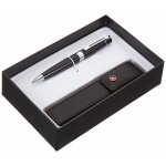 Sheaffer 300 Ballpoint Pen - Black Lacquer Chrome Trim in Luxury Gift Box with Free Black Pen Pouch - Picture 1