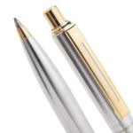 Sheaffer Sentinel Ballpoint Pen - Brushed Chrome Gold Trim - Picture 1