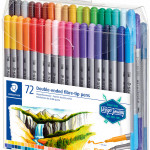 Staedtler Double Ended Fibre Tip Pens - Assorted Colours (Wallet of 72) - Picture 1