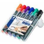 Staedtler Lumocolor Permanent Markers - Bullet Tip - Assorted Colours (Pack of 6) - Picture 1