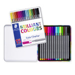 Staedtler Triplus Fineliner Pens - Assorted Colours (Tin of 15) - Picture 1
