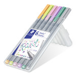 Staedtler Triplus Fineliner Pens - Assorted Pastel Colours (Pack of 6) - Picture 1