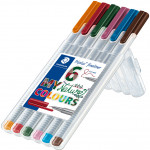 Staedtler Triplus Fineliner Pens - Assorted Nature Colours (Pack of 6) - Picture 1