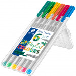 Staedtler Triplus Fineliner Pens - Assorted Tropical Colours (Pack of 6) - Picture 1