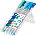 Staedtler Triplus Fineliner Pens - Assorted Ocean Colours (Pack of 6) - Picture 1