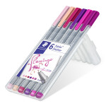 Staedtler Triplus Fineliner Pens - Assorted Flamingo Colours (Pack of 6) - Picture 1
