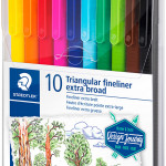Staedtler Triplus Fineliner Pens - Extra Broad - Assorted Colours (Pack of 10) - Picture 1