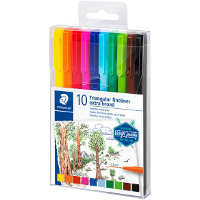 Staedtler Triplus Fineliner Pens - Extra Broad - Assorted Colours (Pack of 10) - Picture 1