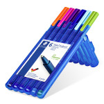Staedtler Triplus Ballpoint Pen - Extra Broad - Assorted Colours (Wallet of 6) - Picture 1