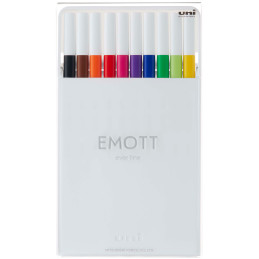 Uni-Ball PEM-SY Emott Fineliner Pens - Set No.1 (Pack of 10) - Picture 1