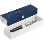 Waterman Embleme Rollerball Pen - Essential Black Chrome Trim - Picture 2