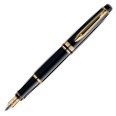 Waterman Expert Fountain & Ballpoint Pen Set - Black Gold Trim in Luxury Gift Box - Picture 2