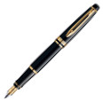 Waterman Expert Fountain Pen - Black Gold Trim in Luxury Gift Box with Free Notebook - Picture 2